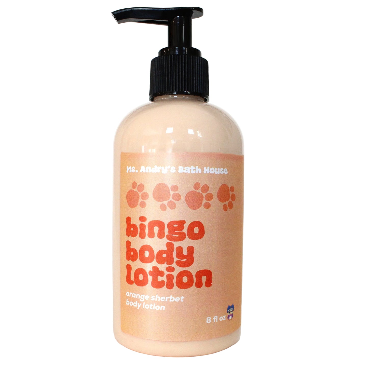 Bingo body lotion bottle with pump on a white background