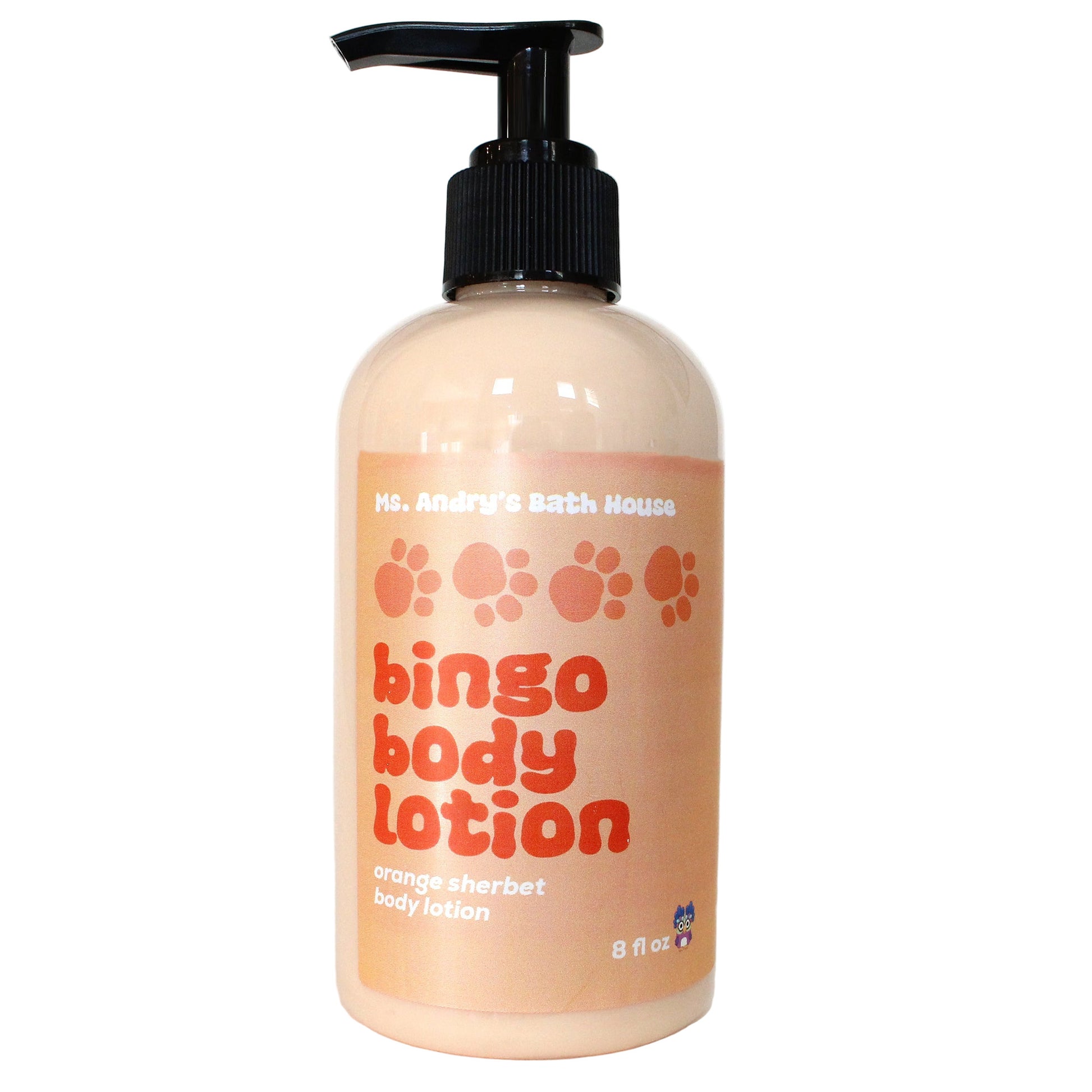Bingo body lotion bottle with pump on a white background